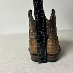 Tanner Mark Boot Kids 8 Tan Brown Leather Horn Back Gator Print Decker TMK205158
