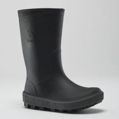 Kamik Riptide G Rubber Mid Calf Waterproof Rain Boots Black/Charcoal Kids Size 4