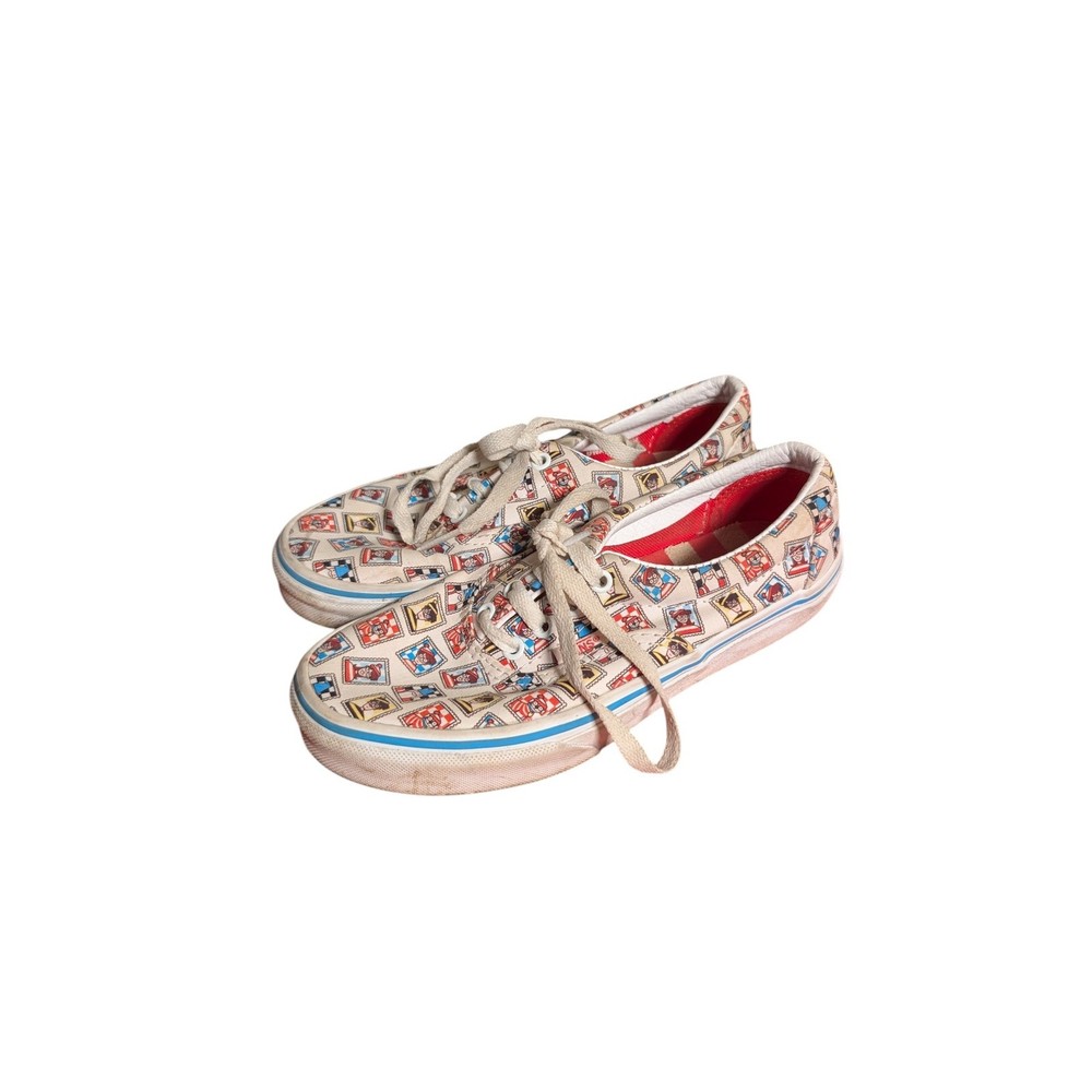 Vans Era Wheres Waldo Postage Stamp Sneakers Kids Size 3 Cream Red Blue Low Top