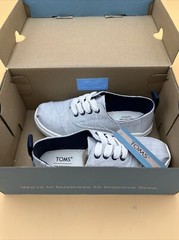 Toms Cordones Cupsole Drizzle Grey Chambray US Youth 12, Brand New w Box