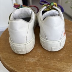 Versace White Greca Rainbow Leather Low-Top Bohemian Kids Size 31-US Size 13