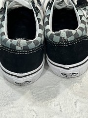 VANS Old Skool Ward Low Checkered Sneakers Black White Kids Size 3 Canvas