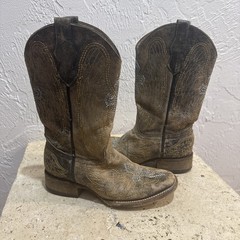 CORRAL Distressed Leather Square Toe Cross Wing Cowboy Boots Sz 2 T Style A1032