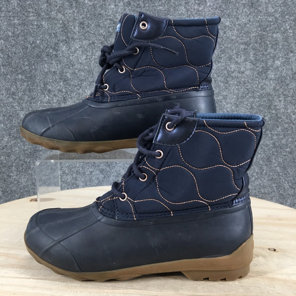 Sperry Boots Youth 5 M Port Quilted Duck Winter Ankle Lace Up SCK162681 Blue