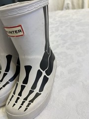 Kids Hunter Rain Boots white Skeleton Spooky Camp Halloween Unisex Size 6/7