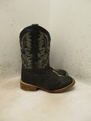 Innovation Kids Size 9 Black Stingray Print Leather Square Toe Cowboy Boots
