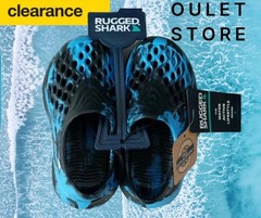 Rugged Shark Size 8 Toddler and Big Kids Slip on Water Sneakers Black/Blue NWT