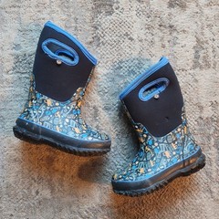 Bogs Boots K Classic Construction Kids Size 11 Winter Rain 30 Degree Blue