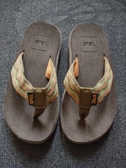 Teva Sandals Kids Size 12 Green,Brown and Orange Flip Flops, Slip on Shoes