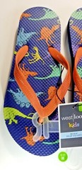 Kid’s Dinosaurs Flip Flops Sandals Size Medium 2/3 Blue & Orange Fun Unisex