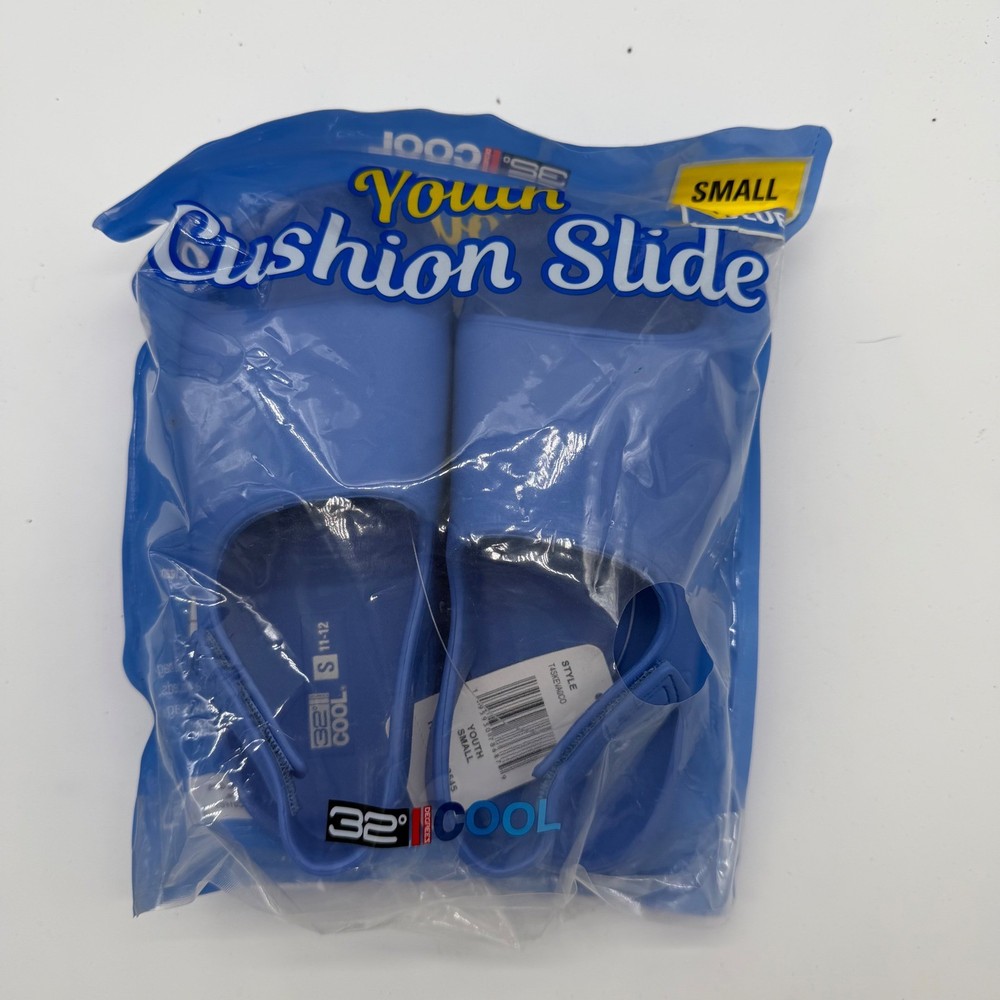32 Degrees Cool Youth Cushion Slide Blue Adjustable Strap Sandal Size S 11-12