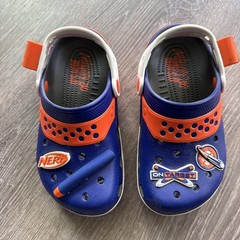 Blue Orange White Crocs Nerf Classic Clog Size J1 Youth Slip-On Comfort Shoes
