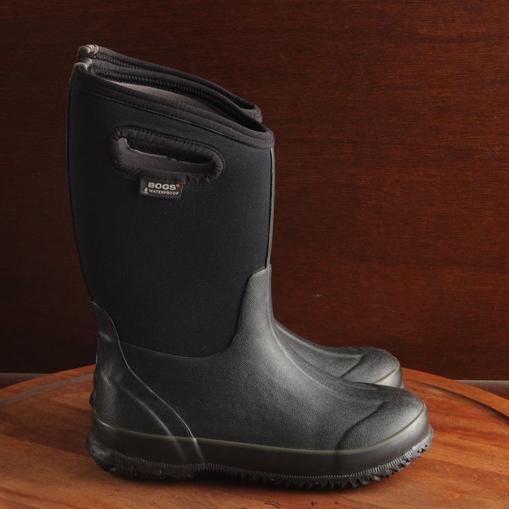 Bogs Boots Youth SZ 4 Black Classic High Handle Waterproof Chore Garden Outdoor