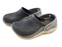 Crocs Kids Size 8 Lite Ride Black Gray Perforated Sling Back Little Kids EUC