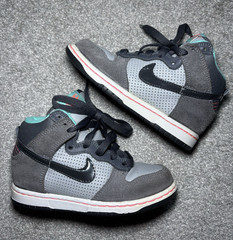 Nike Dunk Mid Top Leather Lace-Up Colorblock Gray Kids 11c Basketball Sneakers