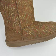 UGG Kids Boot Classic ll Graphic Stitch Chestnut Brown Colorful Logo Size US 2