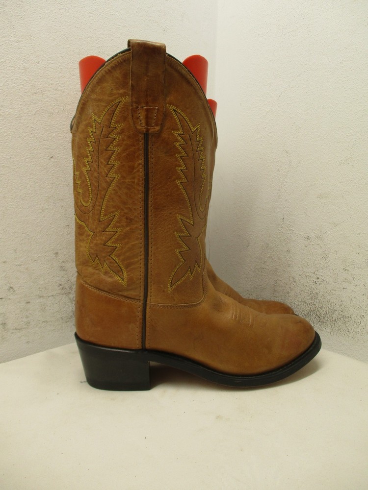 Old West Brown Leather Cowboy Boots Youth Size 4 Style CCY1129G