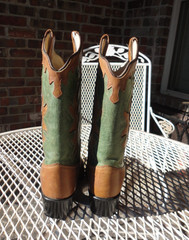 OLD WEST Kid’s Brown & Turquoise Western Boots Size 4.5