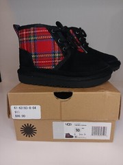 Kids Black Red Plaid UGG Boots Size 10, Kids Holiday Shoes
