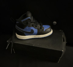 Jordan Air Jordan 1 Mid Black/Blue Leather Mid-Top Kids 6C DQ8424-042
