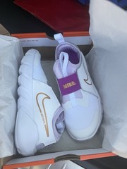 Nike Unisex Kids Slip-On Athletic Shoes White Purple Gold Synthetic Mesh