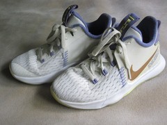 Nike Basketball Shoes LeBron Witness – Sz 4.5 Y Youth White Purple Gold Swoosh