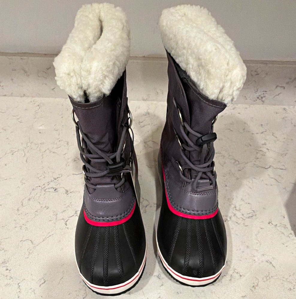 SOREL Yoot Pac Nylon WP Waterproof Insulated Winter Boots Youth 7 Gray/Black