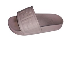 Fendi Roma FF Zucca Logo Slide Sandals Beige Rubber Made in Italy EU 27/28