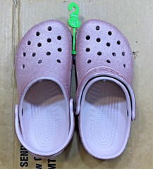 Crocs Classic Glitter Pink Kids Clog Slip On Comfort Shoes BB5