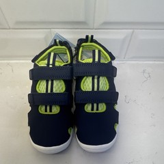 Cat & Jack Navy Green Solid Synthetic Hook & Loop Closed Toe Sandal Kids 11