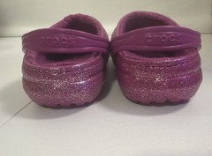 Crocs Classic Lined Glitter Kids Clogs Sz 6 Fuchsia Fun Slingback Sandals