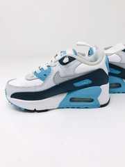 Nike Air Max 90 leather Summit White/Black/Blue 8C Kids Sneakers