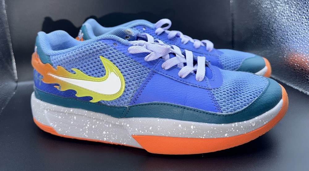 Nike Boys 7Y JA1 Backyard BBQ Sneakers Blue Teal Orange Basketball Shoes EUC