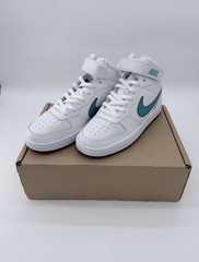 Nike White Teal High Top Athletic Sneakers Kids Size 7 Synthetic Comfort