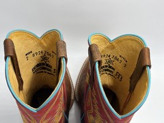 Anderson Bean Pitbull Brown Leather & Burgundy Top Cowboy Boots ABK7062 Size 2