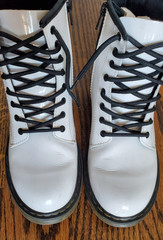 GREAT Dr Doc Martens 1460J Combat Boots Youth Size US 4 White Lace Up Side Zip