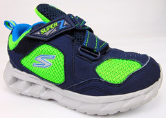 SKECHERS Low Top Athletic Lights Sneakers, Little Kids Size 10.0 K, Navy Green