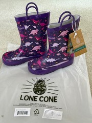 NEW WITH TAGS Lone Cone Size Little Kids 11 Purple Pink Dinosaur Rain Boots