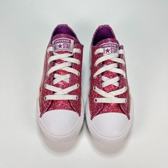 Converse Chuck Taylor All Star Lo Glitter Fuchsia Low Top Sneakers Youth Size 1