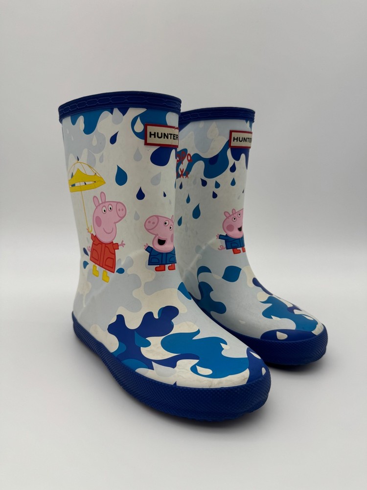 Hunter Peppa Pig Muddy Puddles Rain Boots Blue US 12 Boys / 13 Girls