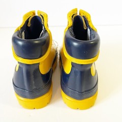 Boys Girls Yellow Zipper Front Rain Boots Unisex Kids Sz 6 Navy Blue Lined NEW