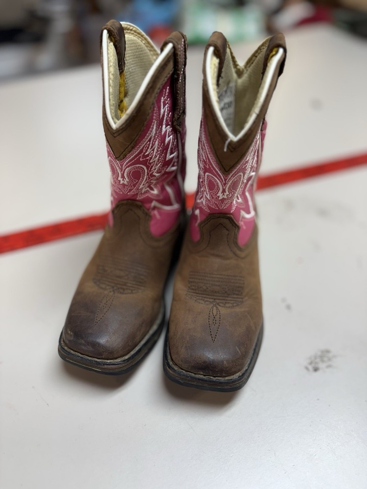 Durango Cowboy Kids Western Boots Tan Pink Size 9 M Rodeo Farm Fair Boots