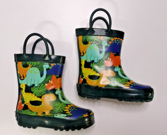 Landchief Rain Boots Kids Size 6 Multicolor Dinosaur Print Waterproof Shoes Used