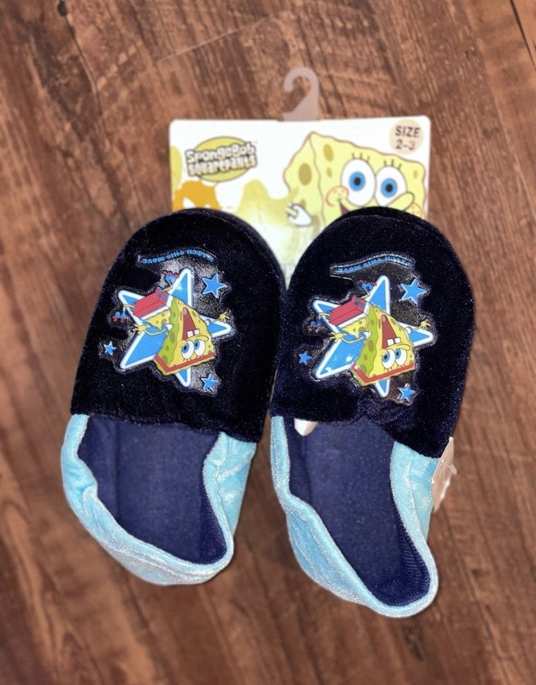 VTG Nickelodeon SpongeBob SquarePants Kids Slip-On Slippers Size 2-3