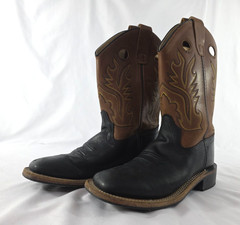 Cody James Inlay BBSC1810 Brown Pull On Square Toe Western Boots Youth Size 3 D