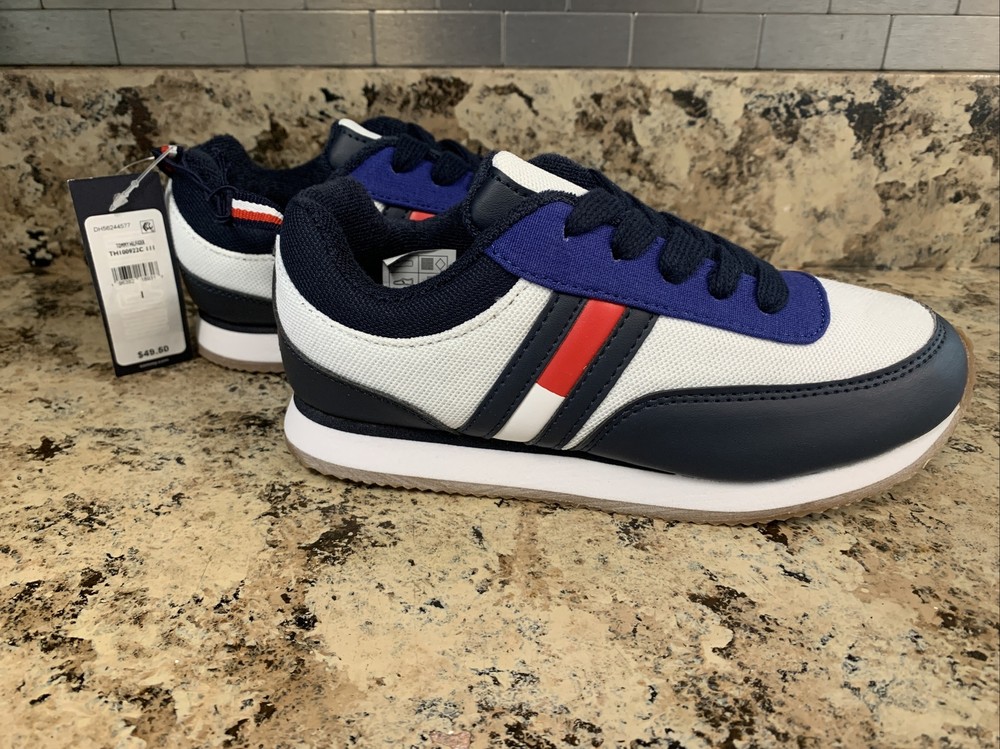 Kids Tommy Hilfiger Athletic Lace UP Shoes Retro Vintage Look Sneakers Sz 1 NEW