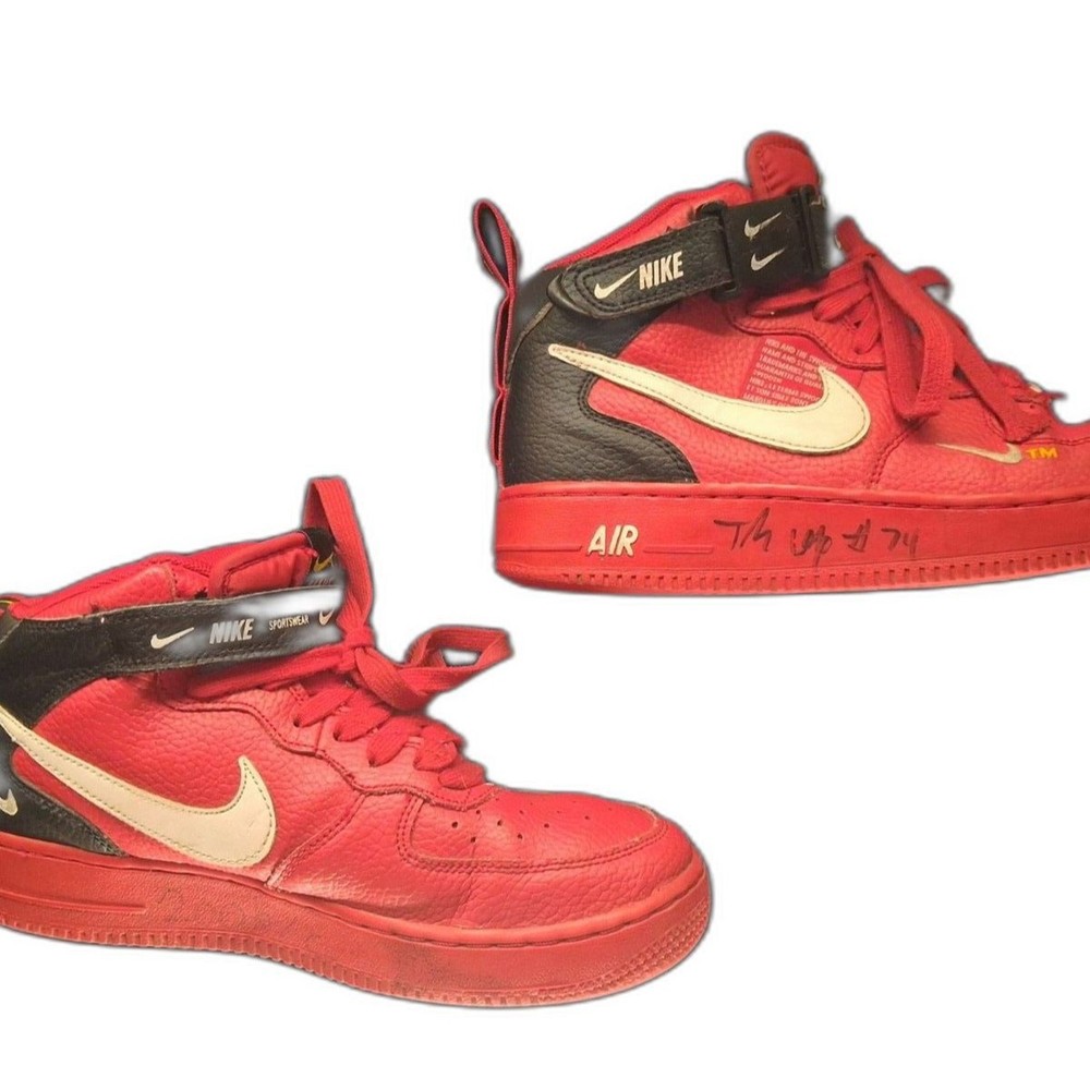 Nike Air Force 1 University Red Signed Shoe Youth Size 6.5Y