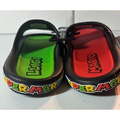 Kids Nintendo Super Mario Luigi Mario Pillow Slide Sandals Black Size 4 NEW