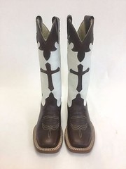 Kid’s Anderson Bean Boots White w/Brown Cross, Style AB7002
