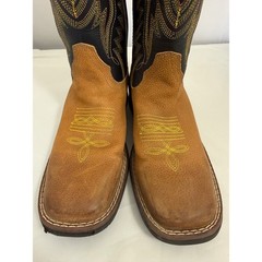 JB Dillon Cowboy Boots JBCE2000Y Western Square Toe Youth Size 5.5 Brown Black